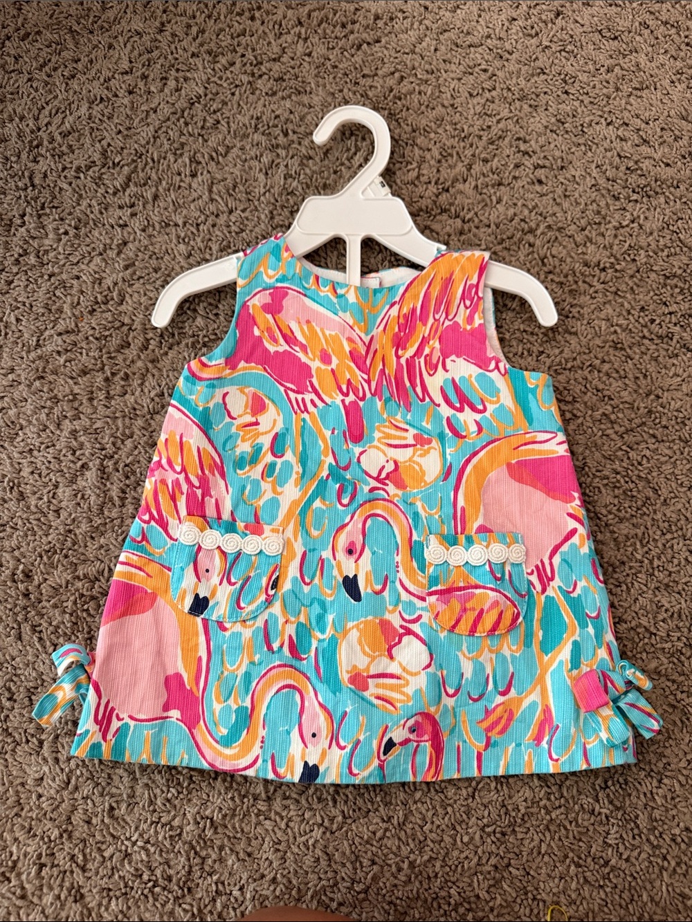 Lilly Pulitzer Girls' Flamingo Print Dress - Turquoise, Pink, Yellow
